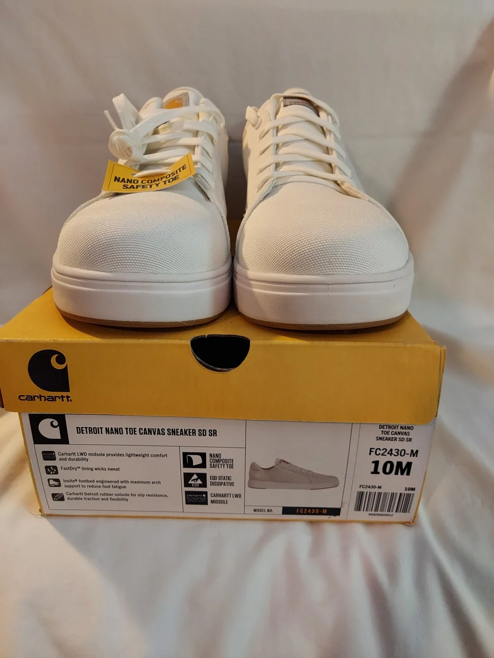 Carhartt Men’s Detroit Canvas Safety Toe Shoes Sneakers White New 10M - Picture 5 of 11
